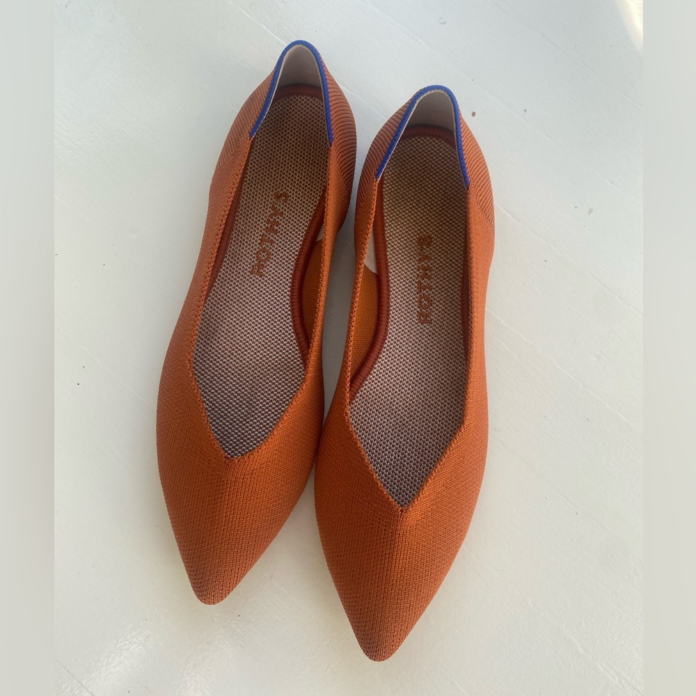 Rothys burnt orange pointy flats